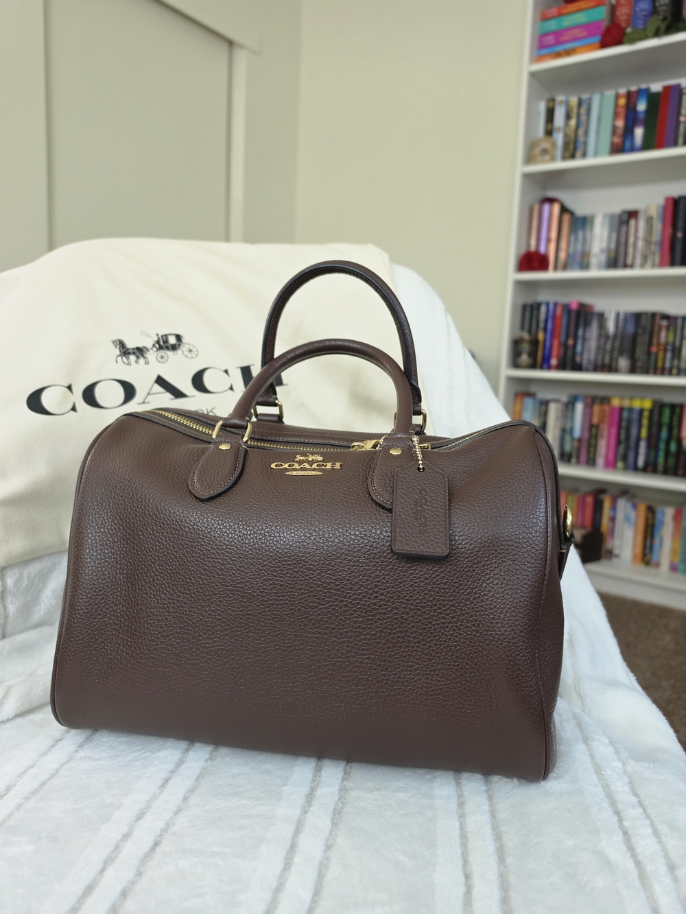 Authentic Coach Large Rowan Satchel – Maple